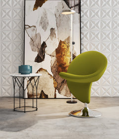 Curl Swivel Accent Chair in Green and Polished Chrome - Ornate Home