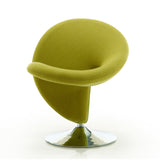 Curl Swivel Accent Chair in Green and Polished Chrome (set of 2) - Ornate Home