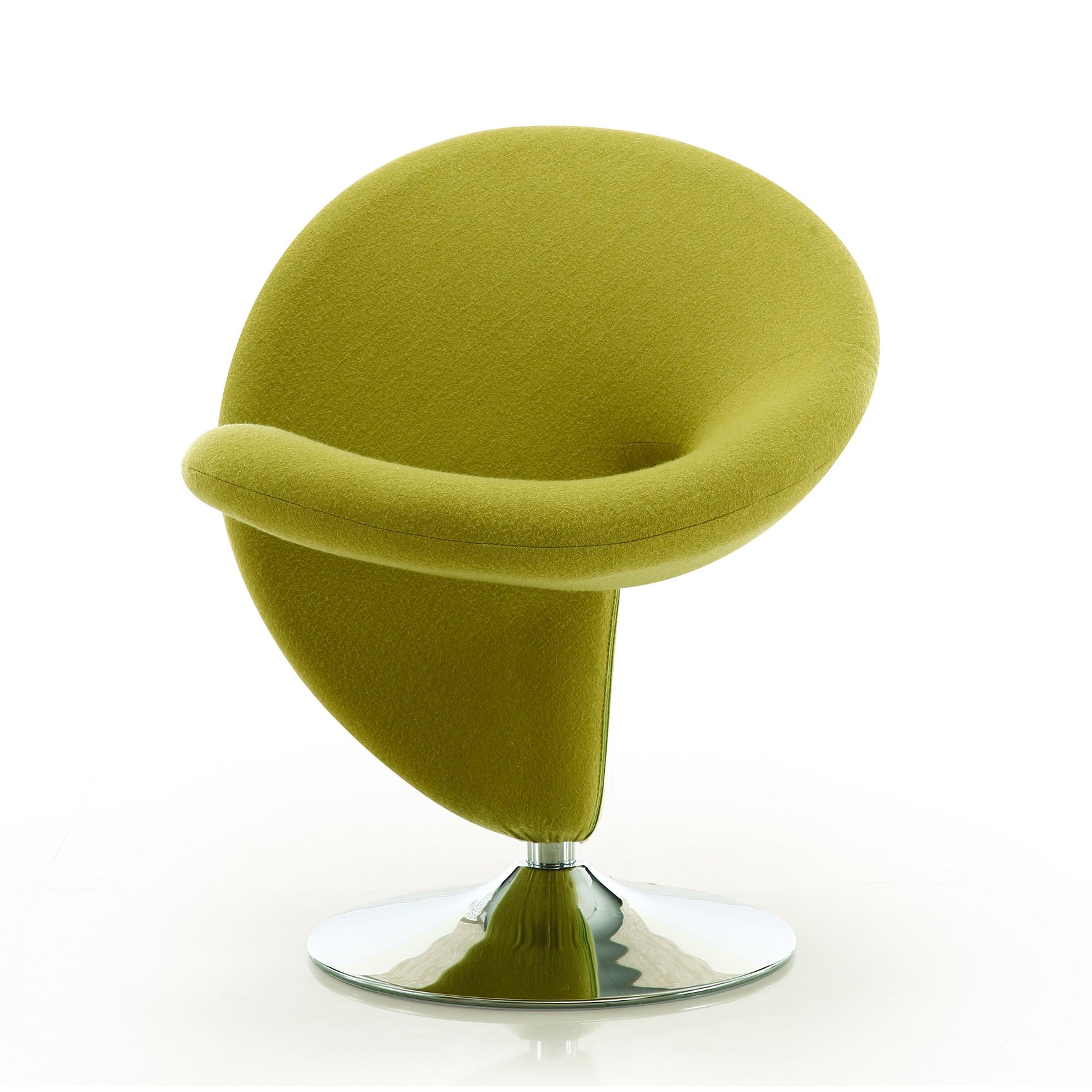 Curl Swivel Accent Chair in Green and Polished Chrome (set of 2) - Ornate Home
