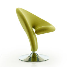Curl Swivel Accent Chair in Green and Polished Chrome (set of 2) - Ornate Home