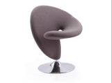 Curl Swivel Accent Chair in Grey and Polished Chrome - Ornate Home