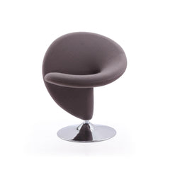 Curl Swivel Accent Chair in Grey and Polished Chrome - Ornate Home