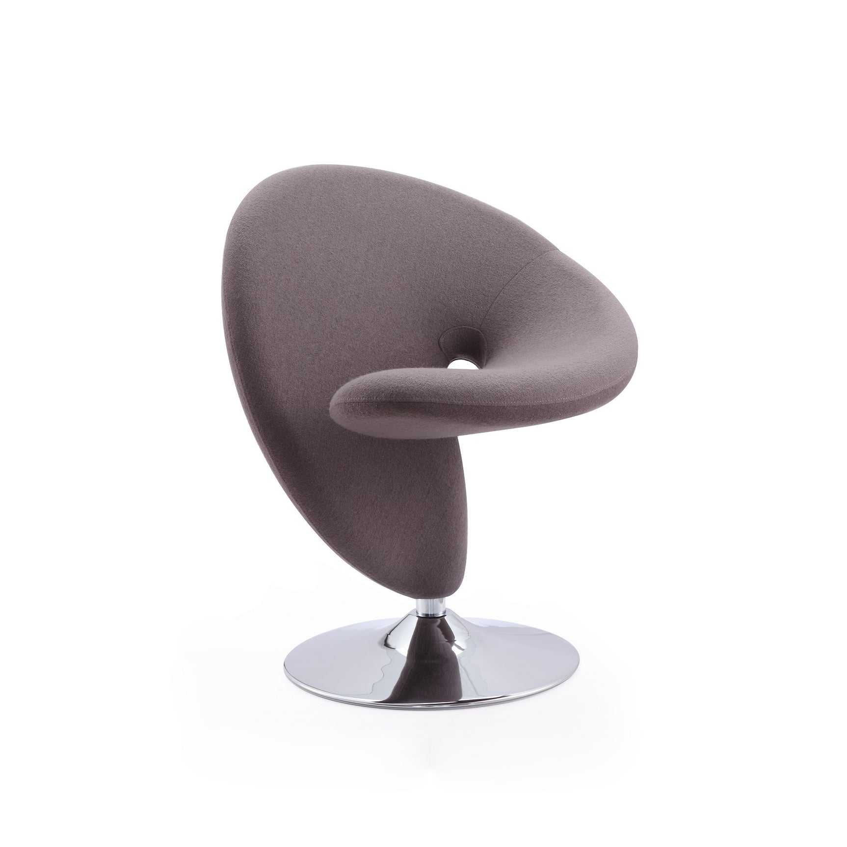 Curl Swivel Accent Chair in Grey and Polished Chrome (set of 2) - Ornate Home