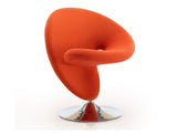 Curl Swivel Accent Chair in Orange and Polished Chrome - Ornate Home