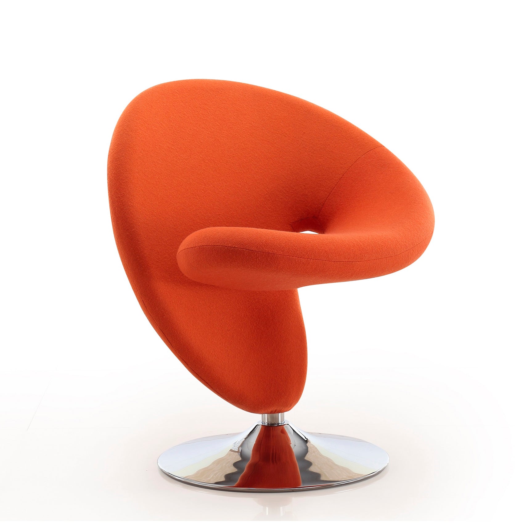 Curl Swivel Accent Chair in Orange and Polished Chrome (set of 2) - Ornate Home