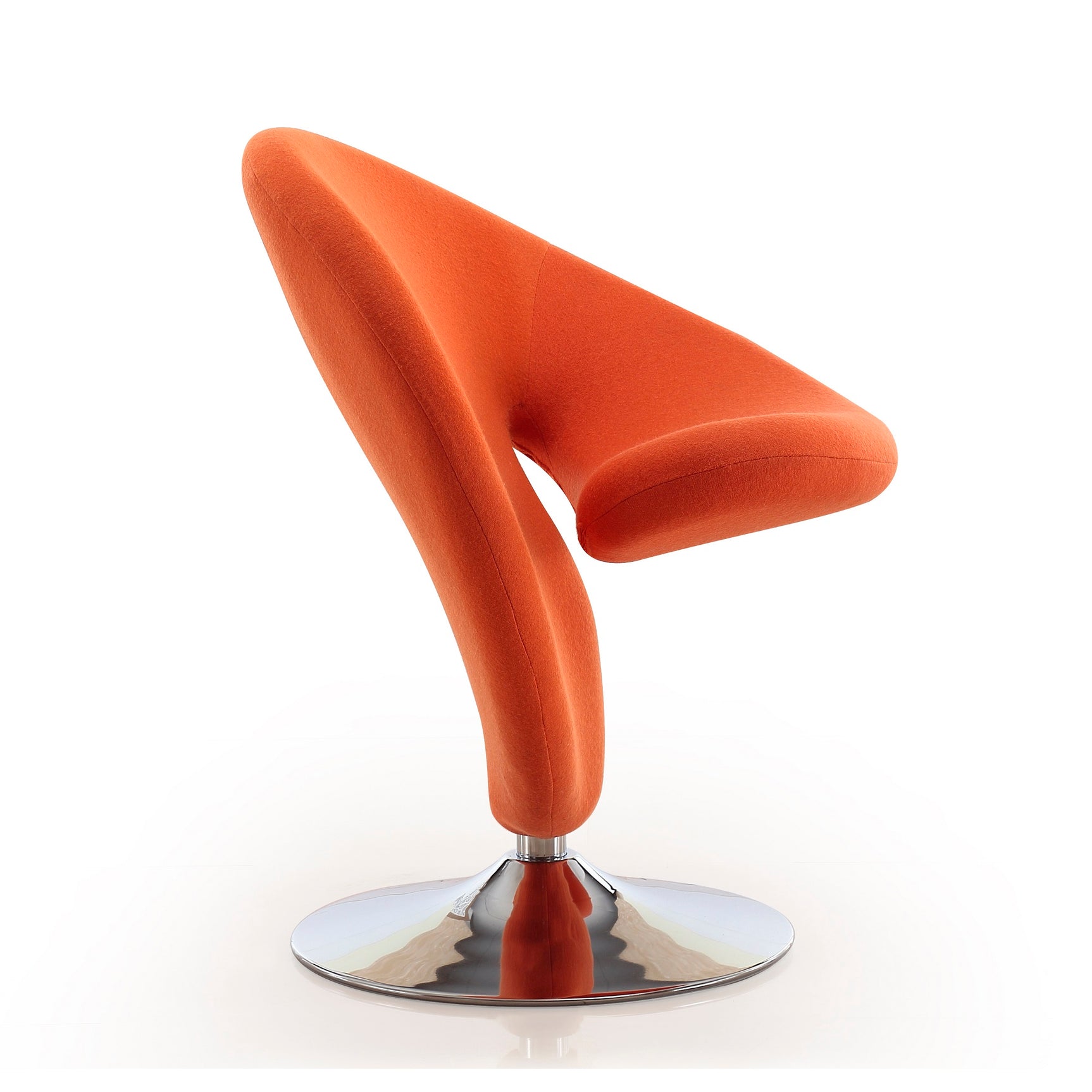 Curl Swivel Accent Chair in Orange and Polished Chrome (set of 2) - Ornate Home