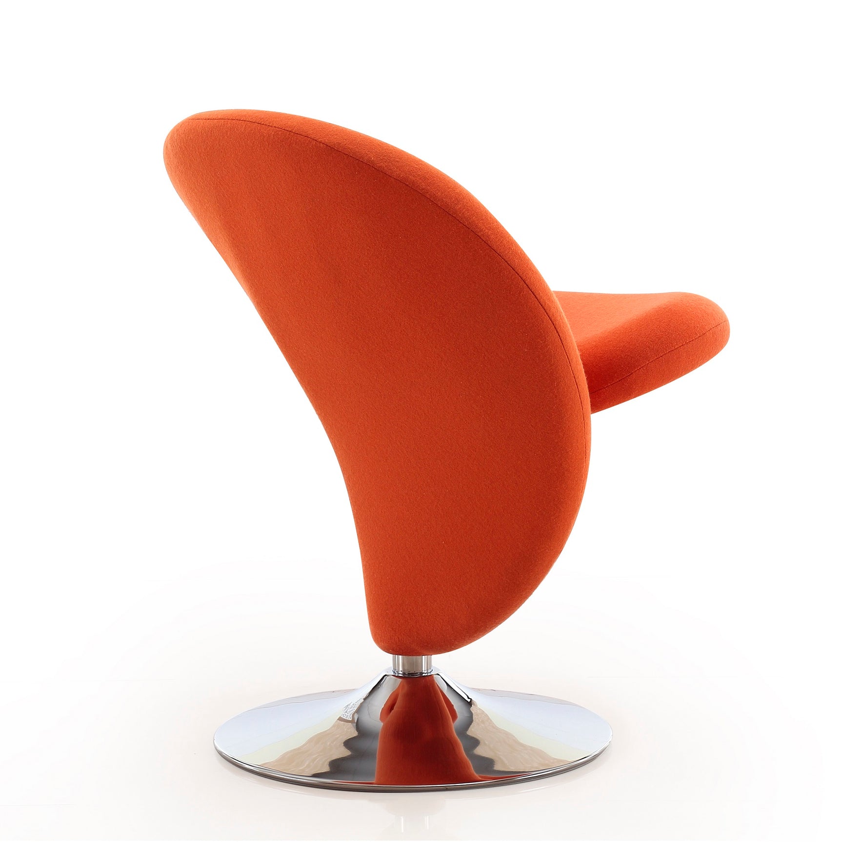 Curl Swivel Accent Chair in Orange and Polished Chrome (set of 2) - Ornate Home