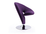 Curl Swivel Accent Chair in Purple and Polished Chrome - Ornate Home