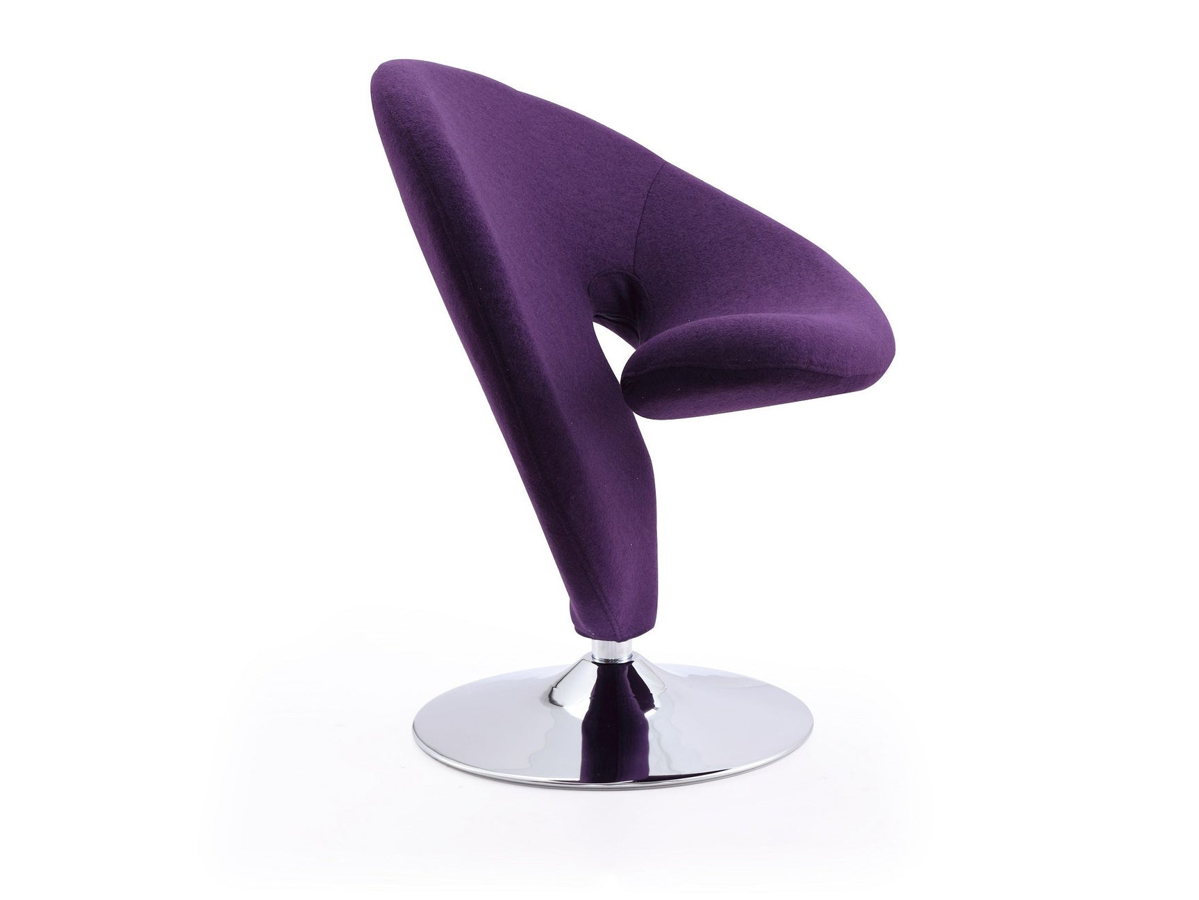 Curl Swivel Accent Chair in Purple and Polished Chrome - Ornate Home