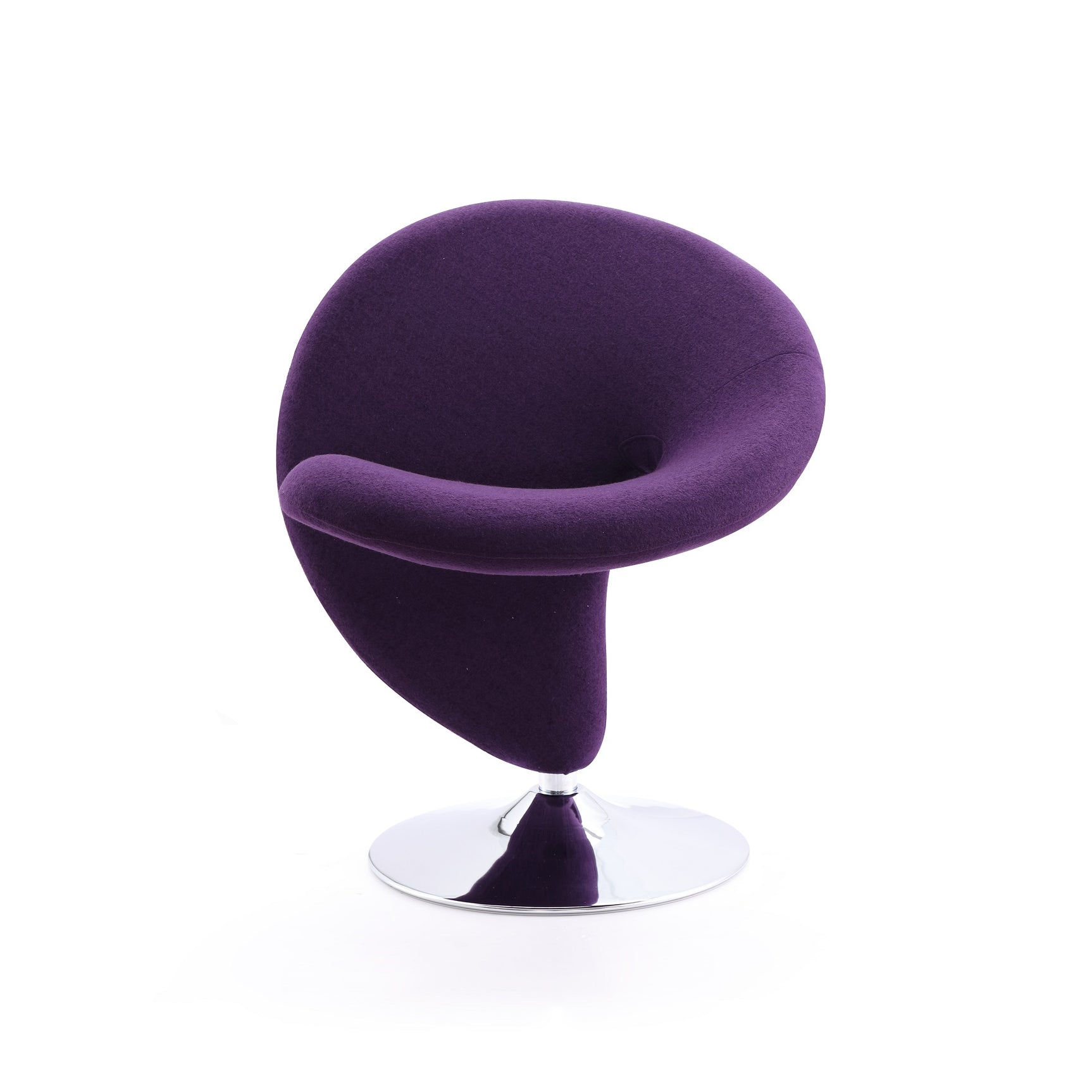 Curl Swivel Accent Chair in Purple and Polished Chrome - Ornate Home