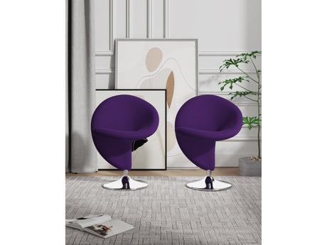 Curl Swivel Accent Chair in Purple and Polished Chrome (set of 2) - Ornate Home