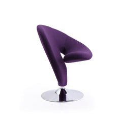 Curl Swivel Accent Chair in Purple and Polished Chrome (set of 2) - Ornate Home