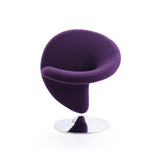 Curl Swivel Accent Chair in Purple and Polished Chrome (set of 2) - Ornate Home