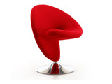 Curl Swivel Accent Chair in Red and Polished Chrome - Ornate Home