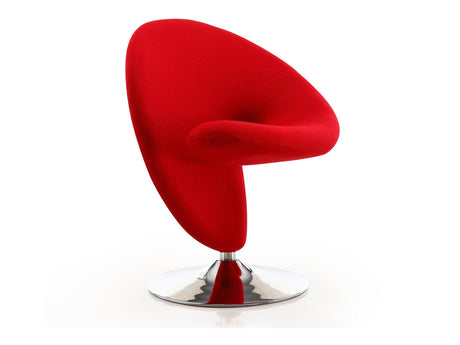 Curl Swivel Accent Chair in Red and Polished Chrome - Ornate Home