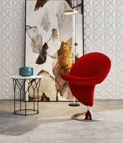 Curl Swivel Accent Chair in Red and Polished Chrome - Ornate Home