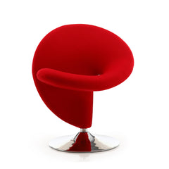 Curl Swivel Accent Chair in Red and Polished Chrome - Ornate Home