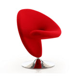 Curl Swivel Accent Chair in Red and Polished Chrome (set of 2) - Ornate Home