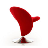 Curl Swivel Accent Chair in Red and Polished Chrome (set of 2) - Ornate Home