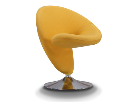 Curl Swivel Accent Chair in Yellow and Polished Chrome - Ornate Home