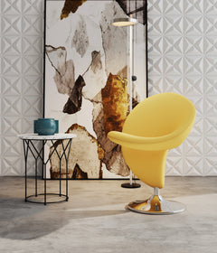 Curl Swivel Accent Chair in Yellow and Polished Chrome - Ornate Home