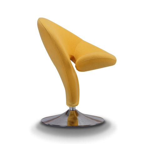 Curl Swivel Accent Chair in Yellow and Polished Chrome - Ornate Home