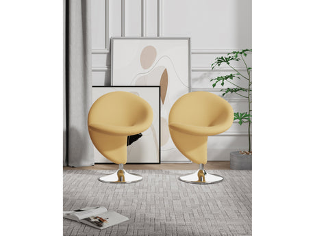 Curl Swivel Accent Chair in Yellow and Polished Chrome (set of 2) - Ornate Home
