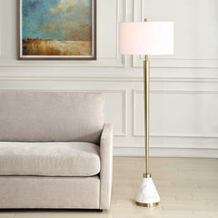Curran Brass/White Tapered Metal Floor Lamp - Ornate Home