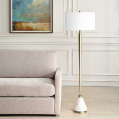 Curran Brass/White Tapered Metal Floor Lamp - Ornate Home