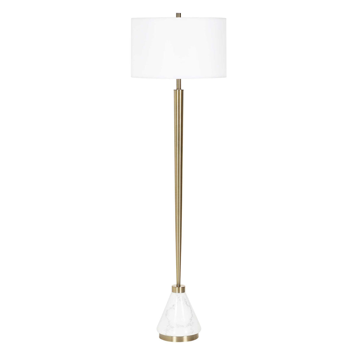 Curran Brass/White Tapered Metal Floor Lamp - Ornate Home