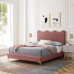 Current Dusty Rose Performance Velvet Full Platform Bed - Ornate Home