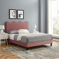 Current Dusty Rose Performance Velvet Queen Platform Bed - 84.5x63.5" - Ornate Home