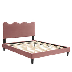 Current Dusty Rose Performance Velvet Queen Platform Bed - 84.5x63.5" - Ornate Home
