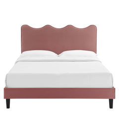 Current Dusty Rose Performance Velvet Queen Platform Bed - 84.5x63.5" - Ornate Home