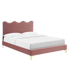 Current Dusty Rose Performance Velvet Queen Platform Bed - 85x79" - Ornate Home