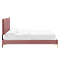 Current Dusty Rose Performance Velvet Queen Platform Bed - 85x79" - Ornate Home