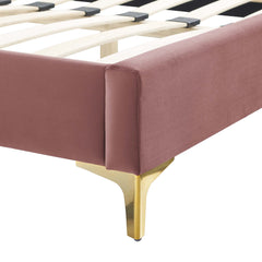 Current Dusty Rose Performance Velvet Queen Platform Bed - 85x79" - Ornate Home