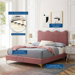 Current Dusty Rose Performance Velvet Queen Platform Bed - 85x79" - Ornate Home