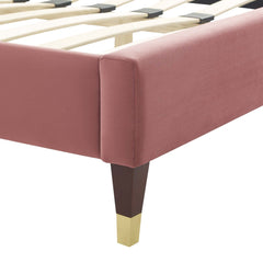 Current Dusty Rose Performance Velvet Queen Platform Bed - 89.5x63.5" - Ornate Home