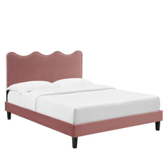 Current Dusty Rose Performance Velvet Twin Platform Bed - Ornate Home