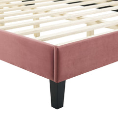 Current Dusty Rose Performance Velvet Twin Platform Bed - Ornate Home