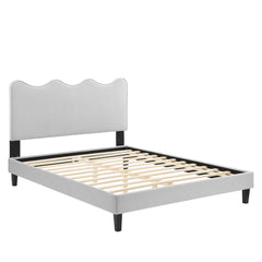 Current Light Gray Performance Velvet Full Platform Bed - 80x61.5" - Ornate Home