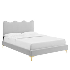 Current Light Gray Performance Velvet Full Platform Bed - 84x61.5" - Ornate Home