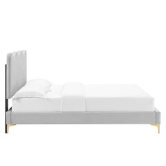 Current Light Gray Performance Velvet Full Platform Bed - 84x61.5" - Ornate Home