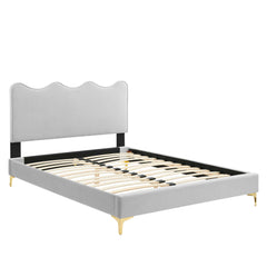 Current Light Gray Performance Velvet Full Platform Bed - 84x61.5" - Ornate Home