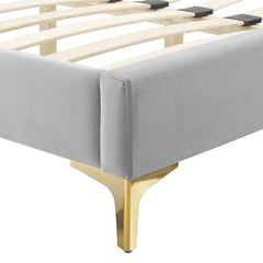Current Light Gray Performance Velvet Full Platform Bed - 84x61.5" - Ornate Home