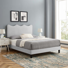 Current Light Gray Performance Velvet Queen Platform Bed - Ornate Home
