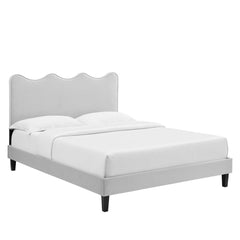 Current Light Gray Performance Velvet Queen Platform Bed - Ornate Home