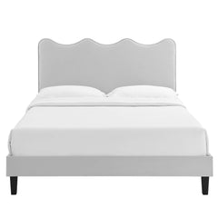 Current Light Gray Performance Velvet Queen Platform Bed - Ornate Home