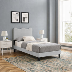 Current Light Gray Performance Velvet Twin Platform Bed - Ornate Home